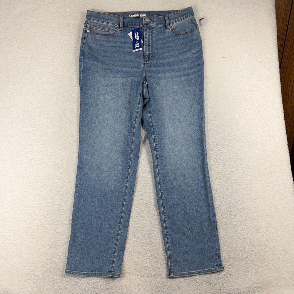 Lands End X Recover Denim Blue Jeans Women's 16 (36x29) Stretch Cotton Blend NWT